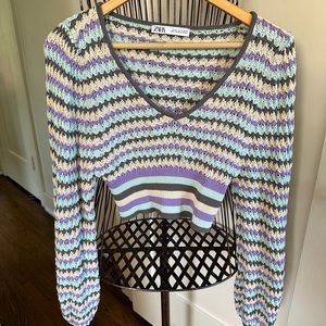 Zara Cropped Crotchet Sweater size Medium